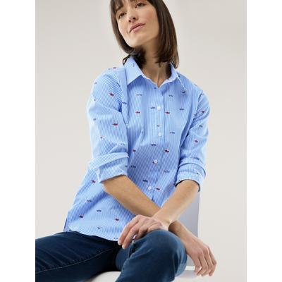 Walbusch Damen Baumwoll-Bluse Zeitlos Blau gestreift Image