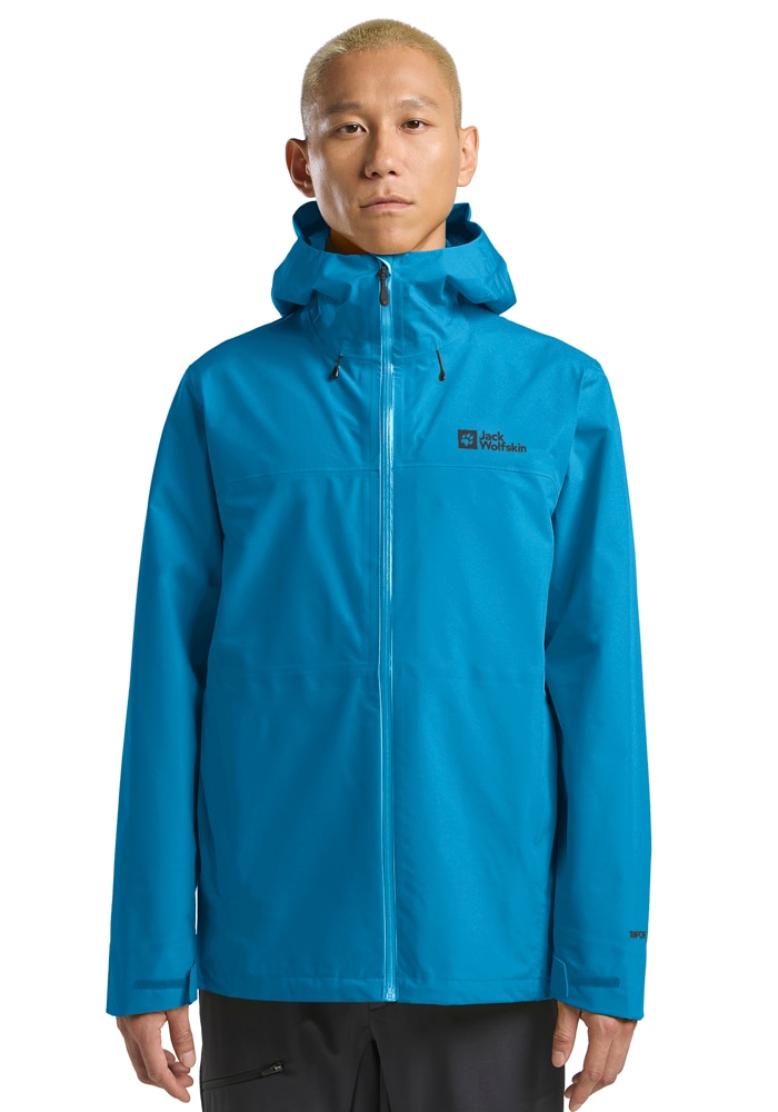 Funktionsjacke JACK WOLFSKIN "HIGHEST PEAK 3L JKT M", Herren, Gr. XL (54/56), blau (aurorablau), Oberstoff: 100% POLYESTER ; Futter:100% POLYESTER, Jacken Funktionsjacke