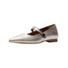 Riemchenballerina FLY LONDON "Fly London Ballerinas Leder", Damen, Gr. 37, silber, Leder, elegant, Schuhe