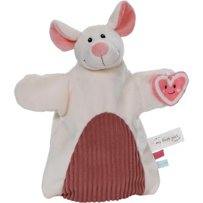 Schmusetuch NICI "My first NICI, Handpuppe Maus 2in1 26x25 cm", Baby, weiß, Plüsch, Polyester, Schnuffeltücher, sanfte Materialmix aus glattem und geripptem Plüsch Image