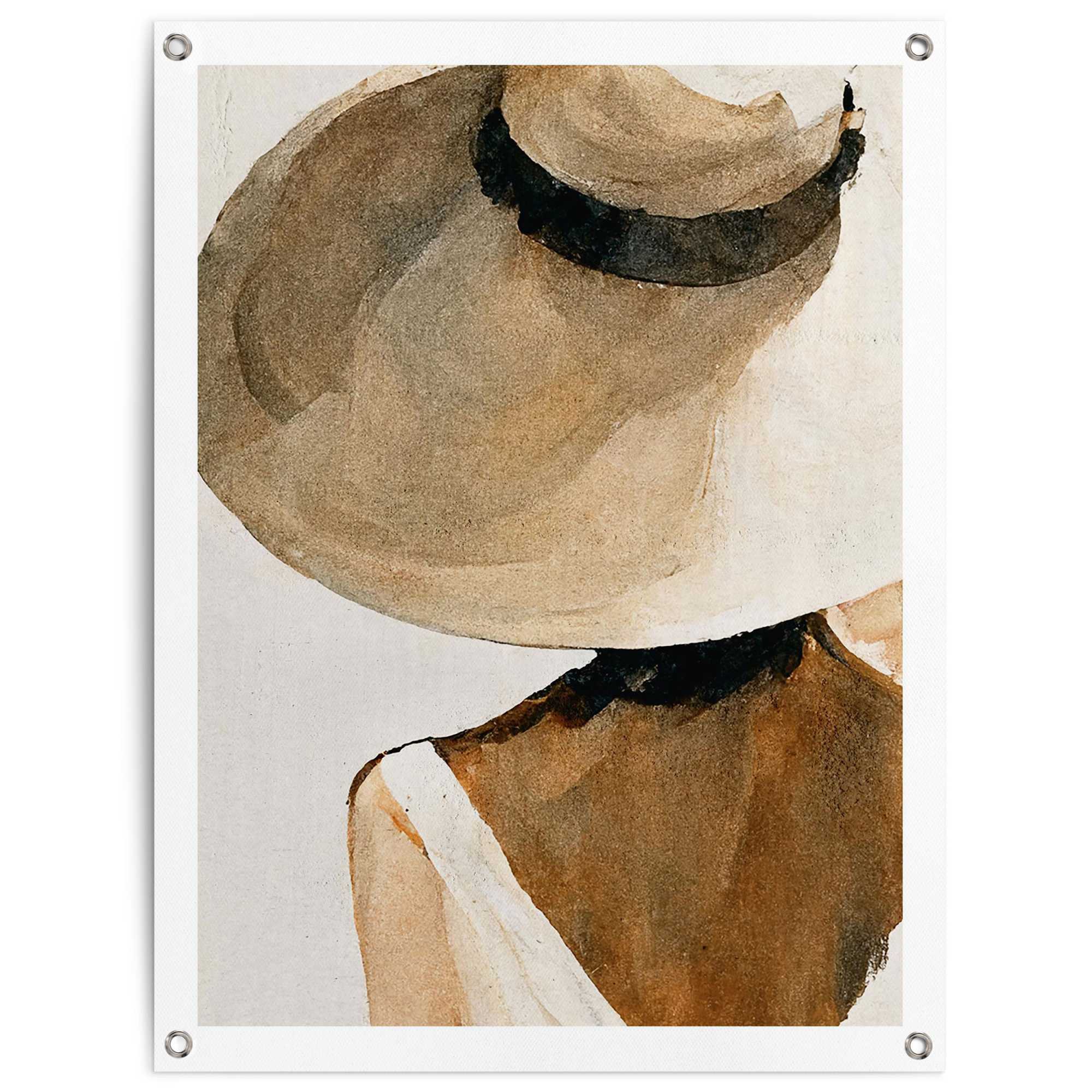 Poster REINDERS "Summer Shades", beige (farbe bild(er): beige), B:60cm H:80cm T:0,1cm, Bilder, Garten - Frau - Strohhut - Beige - Leinwand - Menschen - 60x80 cm Image