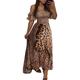 Per donna Abito Lungo Maxi Abito Vestito da Festa Elegante Sexy Abito aderente Leopardo Manica Corta Senza Spalle Leopardo Estate Primavera