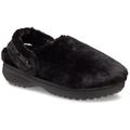 Clog CROCS "Classic Unfurgettable Clog", Damen, Gr. 37, schwarz, Croslite, Textil, Fellimitat, casual, Schuhe, Hausschuh, Freizeitschuh mit schwenkbarem Fersenriemen