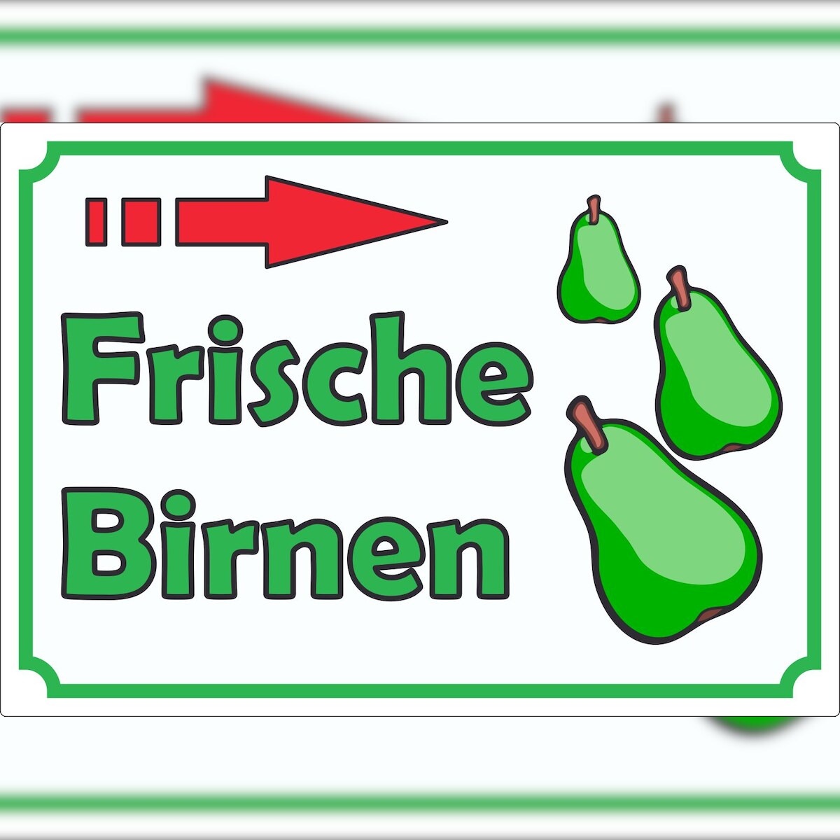 HB-Druck Werbeaufkleber Aufkleber Frische Birnen zu verkaufen mit Pfeil nach rechts A6 (105x148mm) Image