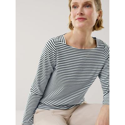 Walbusch Damen Baumwollshirt Ripp Ringel Weiss noch offen: Muster Image