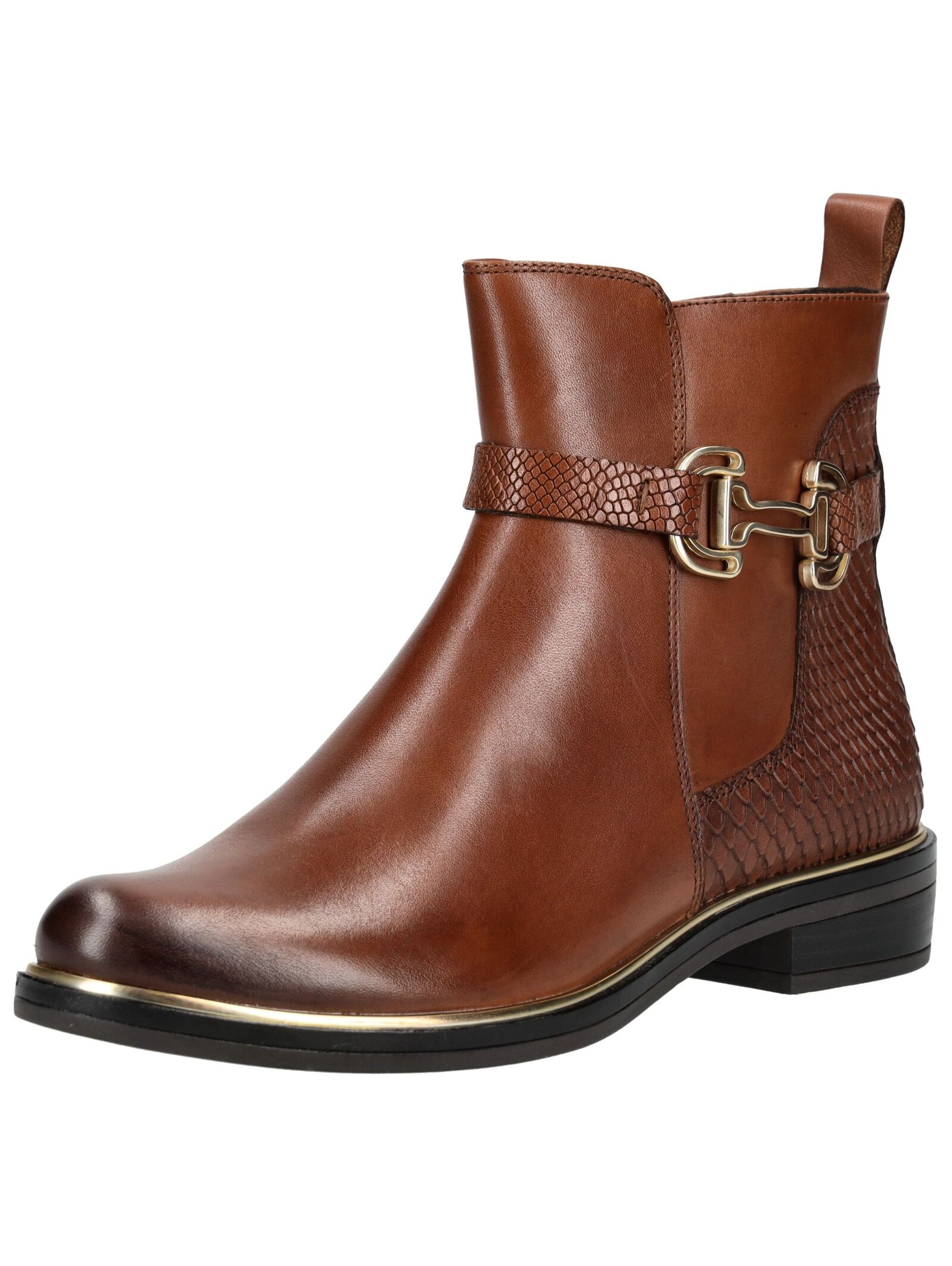Stiefelette CAPRICE "Caprice Stiefelette Leder", Damen, Gr. 37,5, braun (cognac), Leder, Schuhe Stiefelette