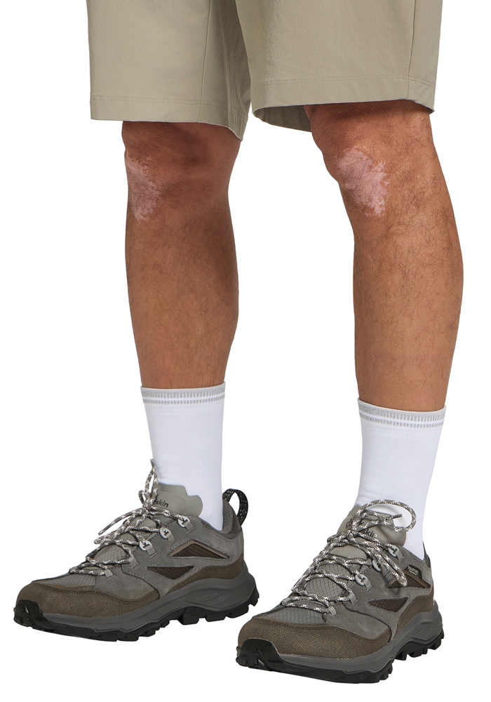 Wanderschuh JACK WOLFSKIN "CYROX TEXAPORE LOW M", Damen, Gr. UK 8,5 - EU 42,5, Normalschaft, coldcoffee, Obermaterial:Textile / Futter: Synthetic TEXAPORE ECOSPHERE PRO / Sohle: Rubber / EVA, Schuhe Wanderschuh