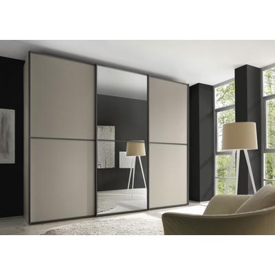 Schwebetürenschrank STAUD "Sinfonie Plus, edles Design in hochwertiger Qualität, Made in Germany", beige (sand), B:249cm H:222cm T:68cm, Holzwerkstoff, Schränke, Mit Spiegeltüre und vier verschiedenen Ausstattungsvarianten Image