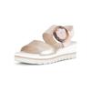 Keilsandalette GABOR "Gabor Sandalen Veloursleder", Damen, Gr. 40,5, gold, rosa, Veloursleder, casual, Schuhe
