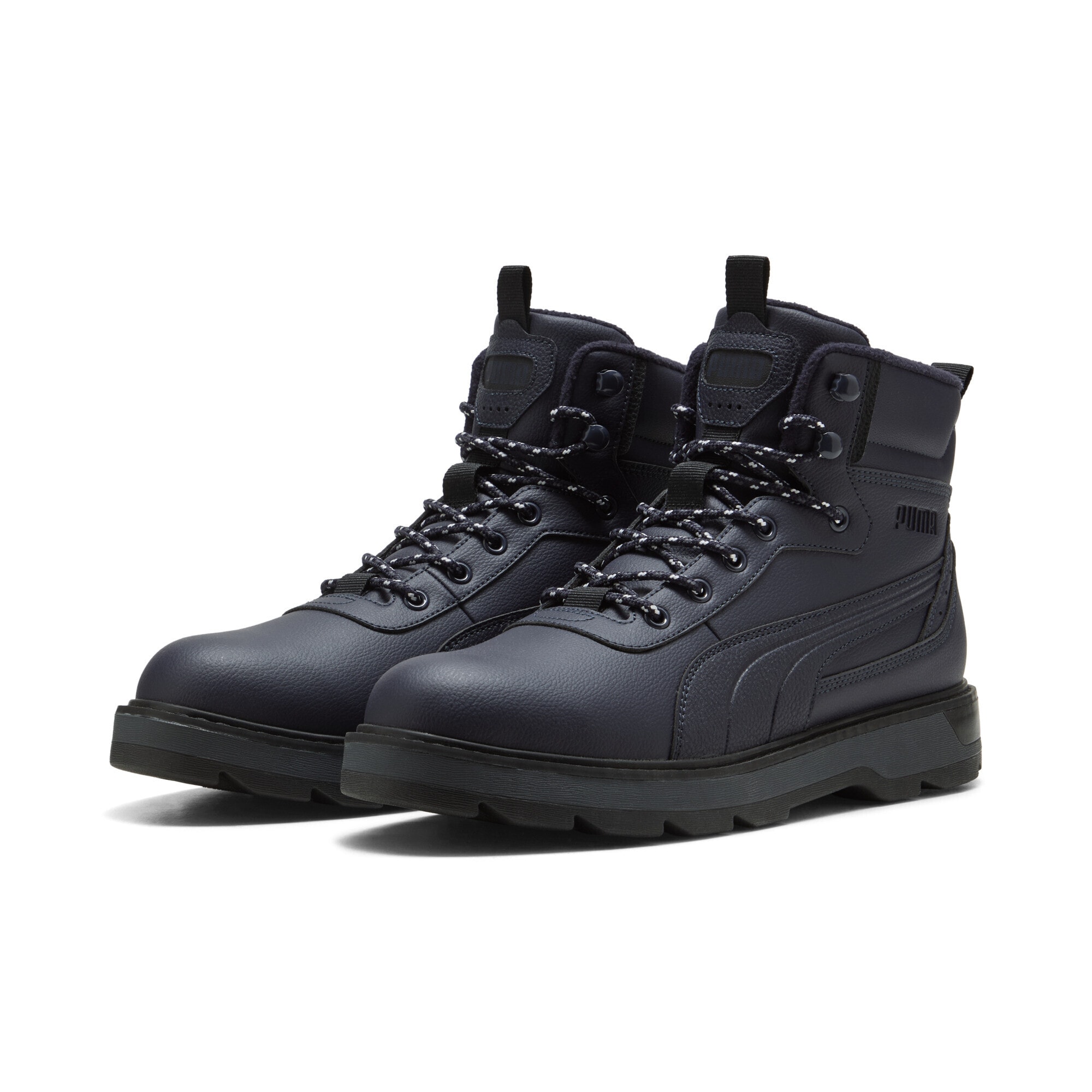Stiefel PUMA "Desierto v3 Boots Erwachsene", Gr. 38, schwarz (new navy schwarz blau), Obermaterial: Textil, Synthetik; Futter: Textil; Innensohle: Textil; Laufsohle: Gummi, Schuhe