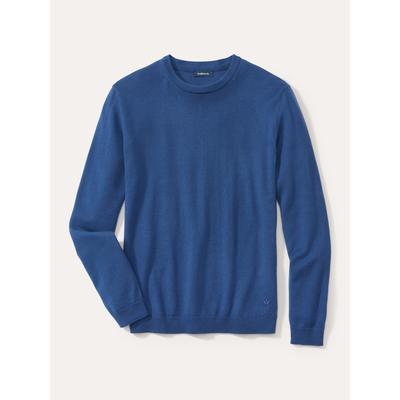 Walbusch Herren Rundhals-Pullover Merino Extrafein Blau Image