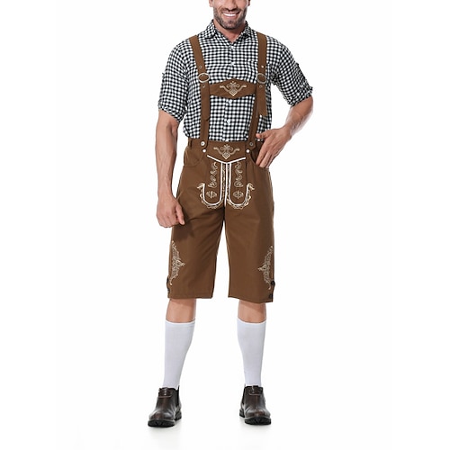 Oktoberfest Lederhosen Hemd Bayerisch Deutsch München Wiesn Herren Karneval Party Bier Festival Stoff im traditionellen Stil Image