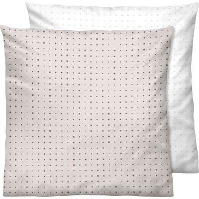Kissenbezug BIBERNA "Mix & Match", braun (beige, punkte), B:40cm L:40cm, Mako-Satin, Obermaterial: 100% Baumwolle, Kissenbezüge, individuell kombinierbar Image