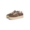 Plateausneaker TOMMY JEANS "THE GREENWICH FLATFORM", Damen, Gr. 41, braun (braun, rosa), Leder, Lederimitat, sportlich, Schuhe, Freizeitschuh, Halbschuh, Schnürschuh mit pastellfarbenem Kontast
