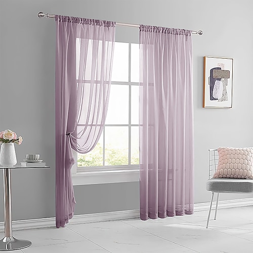 Vorhangvorhänge, moderne, minimalistische Doppelstrang-Polyestervorhänge im Landhausstil – durchsichtig Stoffvorhänge für die Dekoration von Wohnzimmer, Schlafzimmer und Arbeitszimmer Image
