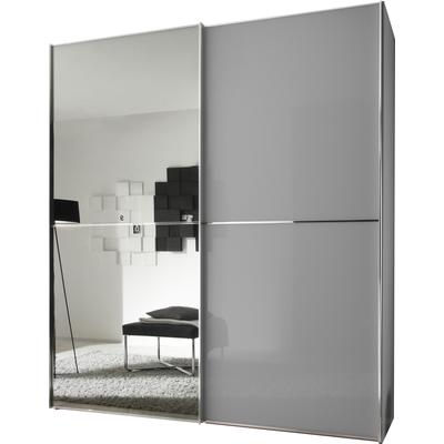 Schwebetürenschrank STAUD "Sinfonie Plus, edles Design in hochwertiger Qualität, Made in Germany", grau (hellgrauglas), B:225cm H:222cm T:68cm, Holzwerkstoff, Schränke, Glas und Spiegel-Frontkombination mit vier Ausstattungsvarianten Image