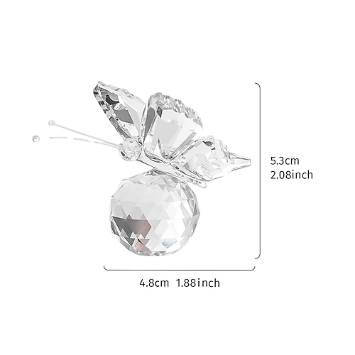 Schmetterlingsfigur aus Kristallglas mit durchsichtigem Kugelsockel, elegante Tierskulptur aus Glas zur Inneneinrichtung, transparentes Schmetterlingsornament für Regal, Schreibtisch oder als Geschenk Image