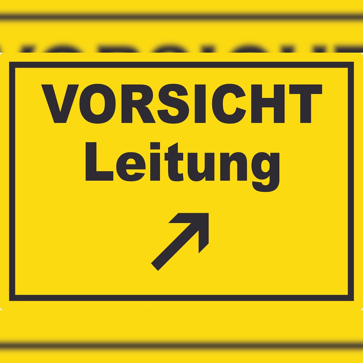 HB-Druck Vorsicht Leitung mit Richtungspfeil rechts oben Aufkleber A7 (74x105mm) Image