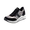 Sneaker REMONTE "Remonte Sneaker Lederimitat", Damen, Gr. 43, schwarz (schwarz, silber), Lederimitat, casual, Schuhe