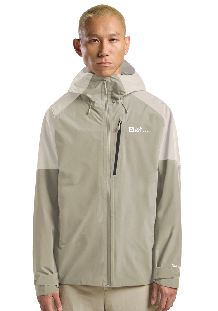 Funktionsjacke JACK WOLFSKIN "EAGLE PEAK 2L JKT M", Herren, Gr. XXXL (60), linen, Oberstoff: 100% POLYESTER ; Kontrast:100% POLYESTER ; Futter:100% POLYESTER, Jacken Funktionsjacke