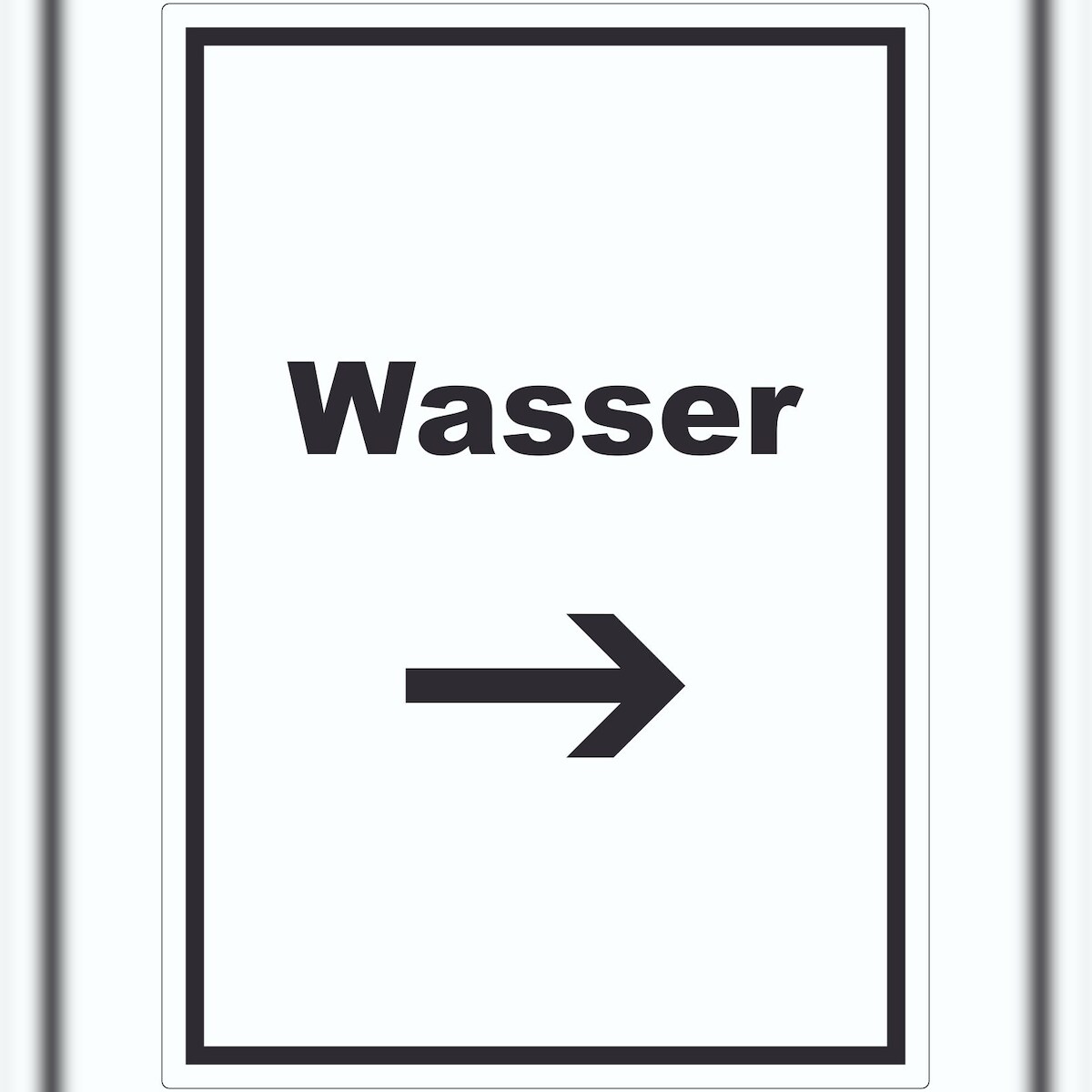 HB-Druck Wasser Aufkleber mit Text und Richtungspfeil rechts Anschluss hochkant A4 (210x297mm) Image