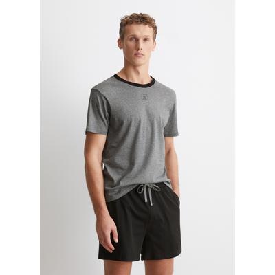 Shorty MARC O'POLO "Mix N Match Cotton", Herren, Gr. L, grau (grau melange, schwarz), Jersey, Obermaterial: 100% Baumwolle, bequem kurz, Rundhals, Kurzarm, Homewear-Sets, Baumwolle, Jersey-Qualität, bequem, Kurzarm Image