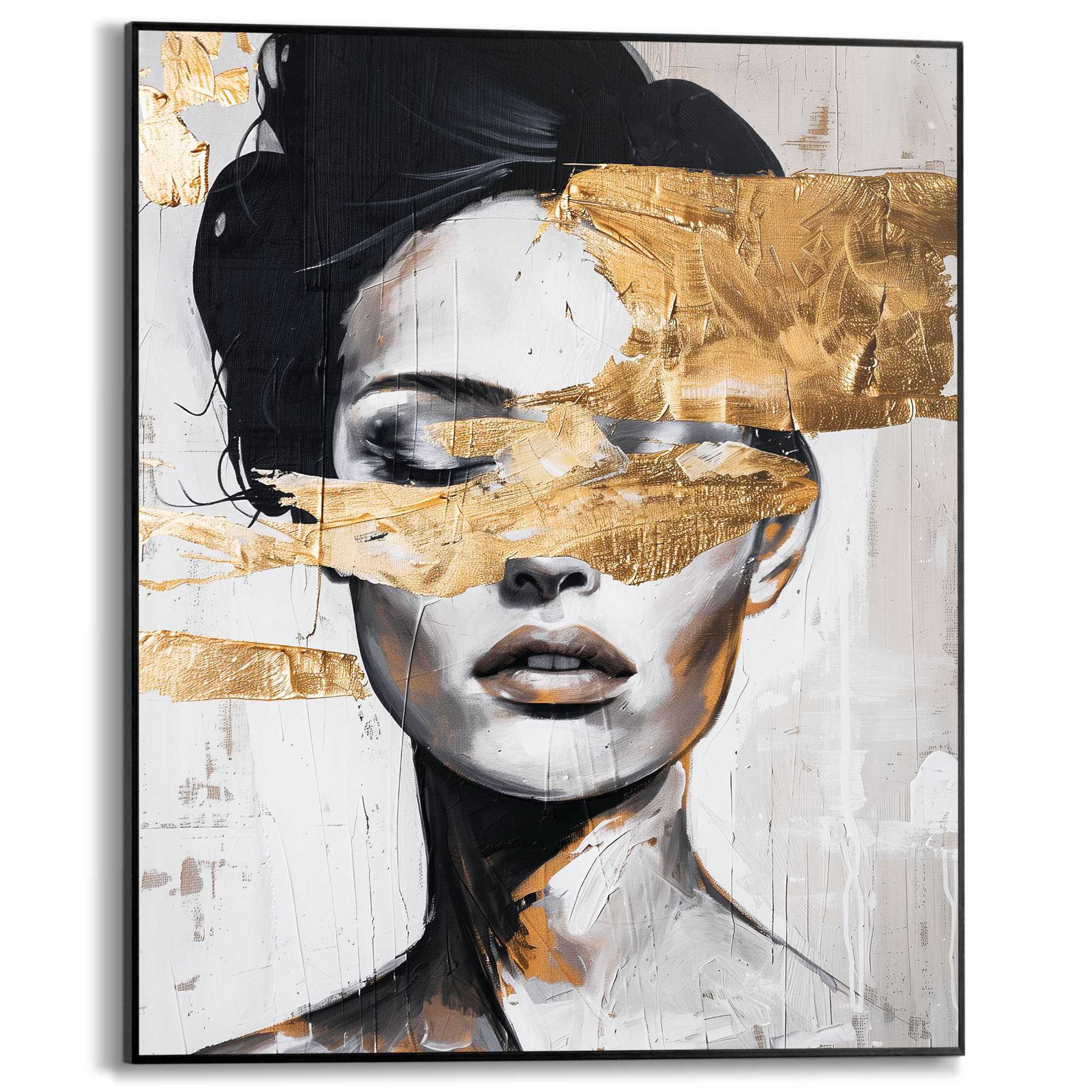 Poster REINDERS "Stylish Lady", schwarz (farbe bild(er): schwarz), B:40cm H:50cm T:1,6cm, Bilder, Wohnzimmer - Schwarz - MDF - Gold - 40x50 cm Image