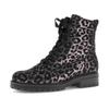 Schnürstiefelette GABOR "PISA", Damen, Gr. 42, schwarz (schwarz, leo), Veloursleder, animal-print, modisch, Schuhe, Blocakabsatz, Schnürboots im Animal-Look, Komfortweite H