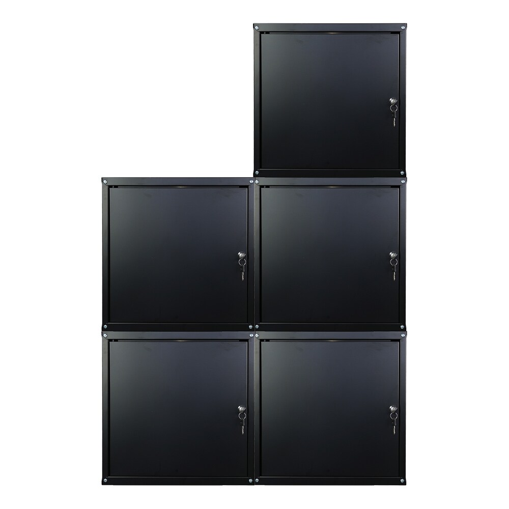 PROREGAL Mega Deal 5x Schließfachwürfel Cubic XL, HxBxT 45x45x45cm, Schwarz, Spind Spindschrank Schließfachschrank Schließfachgarderobe Metall Image