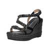 Keilsandalette ALMA EN PENA "ALMA EN PENA Sandalen Leder/Textil", Damen, Gr. 40, schwarz, Leder, Textil, casual, Schuhe