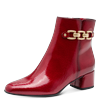 Stiefelette MARCO TOZZI, Damen, Gr. 36, rot, Lacklederimitat, unifarben, glänzend, modisch, Schuhe, Blockabsatz, Abendschuh, Businessschuh mit goldfarbener Zierkette