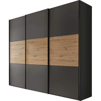 Schwebetürenschrank STAUD "Includo, Made in Germany", grau (dekor vulkan, artisan eiche), B:249cm H:222cm T:68cm, Holzwerkstoff, Schränke, mit vier verschiedenen Ausstattungsvarianten Image