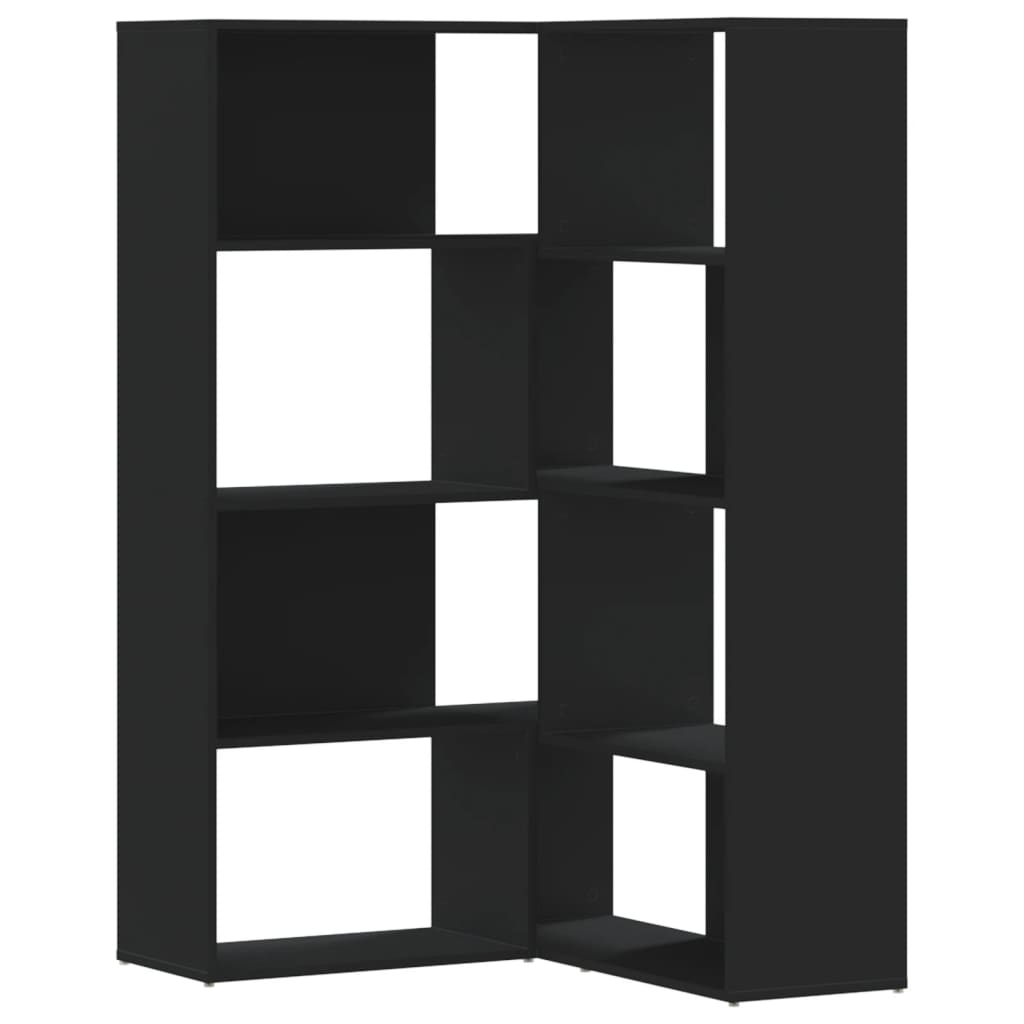 vidaXL Eck-Bücherregal 4 Etagen Schwarz 85x85x140 cm Holzwerkstoff Image