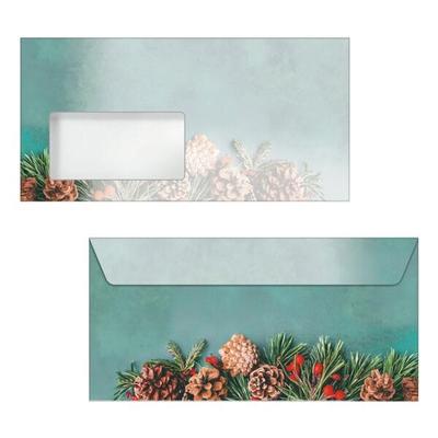 Sigel Motiv-Briefumschlag Green Christmas DIN lang mit Fenster 50 Stück grün, 11x22 cm Image