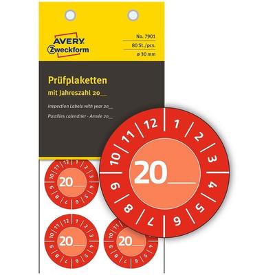 Avery Zweckform Prüfplaketten »7903« blau 30,0 x 30,0 mm 80 Stück rot Image