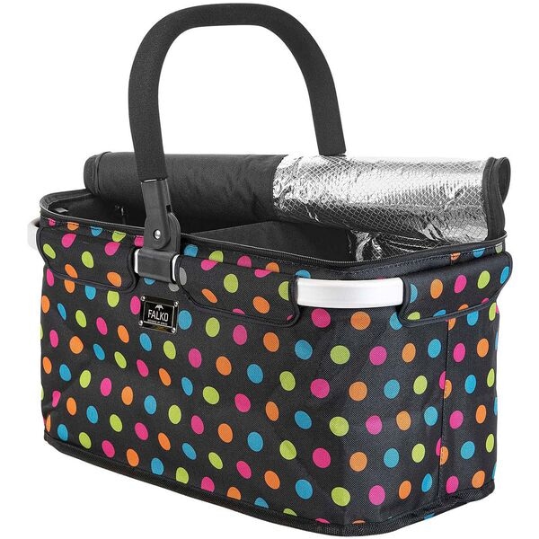 Genius Einkaufskorb Falko Duo, schwarz mit bunten Punkten schwarz, 48x28x24 cm Image