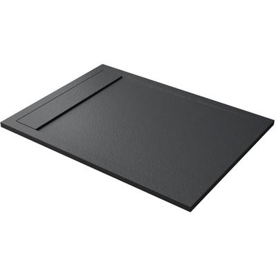 Duschwanne 80x160x3cm Duschtasse mit Gefälle flach Rechteckig Anthrazit aus hochwertigem Gussmarmor Image