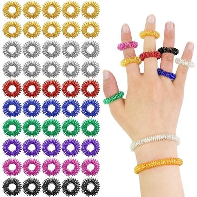 Bluedeer - 52 Stücke Finger Massage Ring Set, 8 Farben Stachelige Sensorische Finger Ringe Anti Image