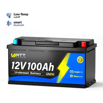 WattCycle LiFePO4 12V 100Ah Bluetooth-Batterie H190 – 100A BMS, Schutz bis -20°C, 15.000 Zyklen – Image
