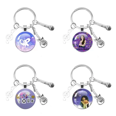 Olivia Singer Beauty R-Rodrigo Y2K Creative Glass Pendant Musician keychain Microphone Accessories Jewelry Charm Gifts