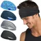 4pcs Gym Yoga Headbands Unisex Anti-Slip Sweat Absorbing Fitness Band for Running Workout 12 Colors