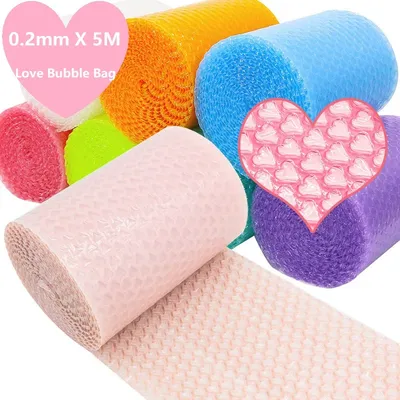 0.2mm X 5M Heart Buffer Bubble Wrap Paper Bubble Bag Gift Vintage Packaging Foam Roll for Packag Pouches QPD01
