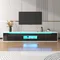 Rosahqnda Meuble TV, meuble TV haute brillance avec LED, 3 compartiments fermés pour salon, 180 x 35 x 30 cm, noir et blanc