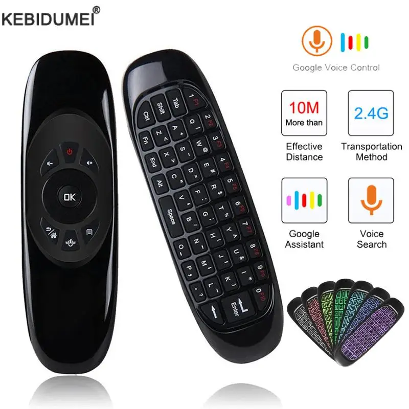 C120 Hintergrundbeleuchtung Air Mouse 2,4G RF Wireless Mini Tastatur Smart Gyroskop Tastatur Fernbedienung Für Android Smart TV Box Image