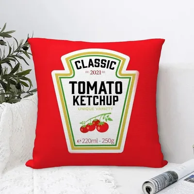 Lustiger Kissenbezug mit Tomatensauce-Etikett, bedruckt, humorvoll, für Wohnzimmer, Sofa, Schlafzimmer, Heimdekoration, Kissenbezug, tägliche Heimdekoration Image