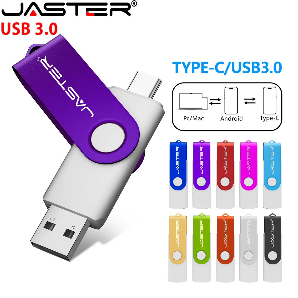 TYPE-C USB 3.0-Flash-Laufwerk 64 GB 128 GB Hochgeschwindigkeits-Stick 32 G drehbarer USB-C-Speicherstick 16 G 2 IN 1 für Handy-Stick Image