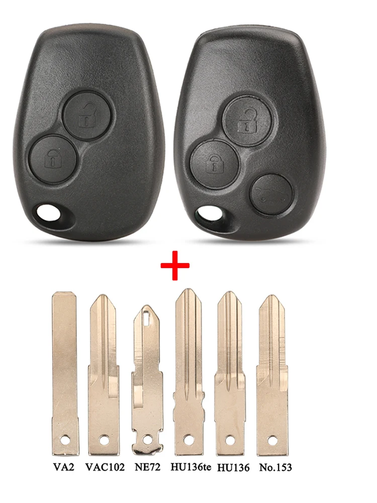 Jingyuqin Ferngesteuertes Autoschlüsselgehäuse mit 2 Tasten für Renault Megan Modus Clio Kangoo Logan Sandero Duster Opel Nissan Almera Image