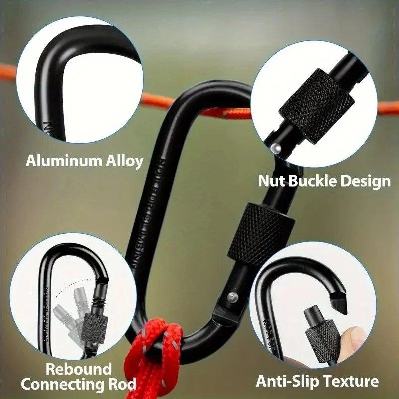 6 Sprengringe aus Aluminiumlegierung – langlebige D-Ring-Federhaken-Clips, geeignet für Schlüsselringe, Camping- und Outdoor-Wasserflaschenhalter, unverzichtbar für Camping, Wandern und Angeln Image