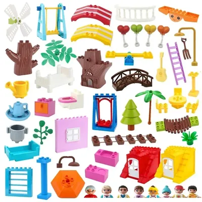 Große Größe Bausteine Kompatibel Große Ziegel Figur Familie Haus Bett Outdoor Camping Kinder Kinder Pädagogisches Kreatives Spielzeug Image
