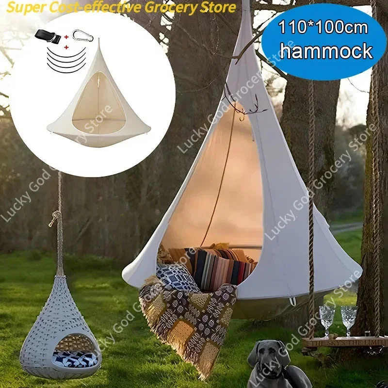 Wasserdichte Hängematte für den Außenbereich, doppelter Cacoon-Hängesessel, Gewichtskapazität 80 kg, für den Außen- und Innenbereich – Hängeset, Hängezelt